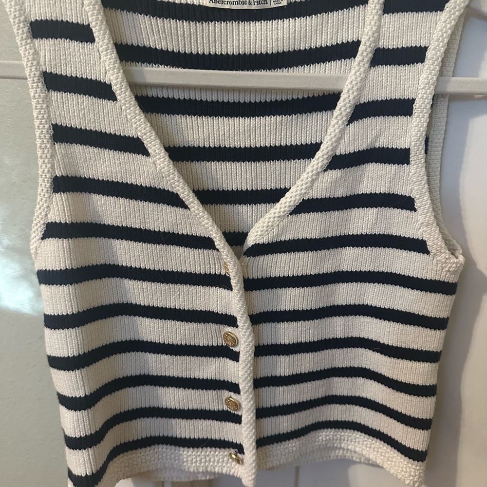 Abercrombie Striped Knit Button-Up Vest